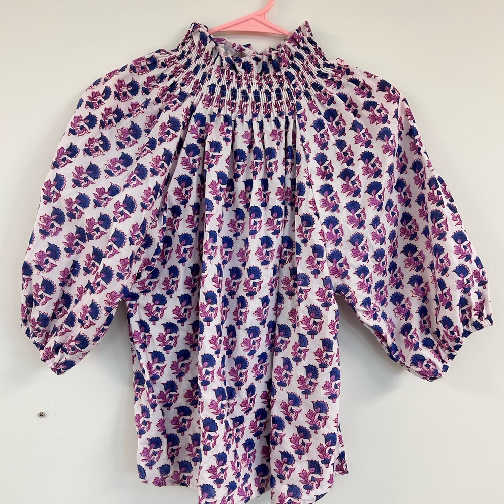 Floral Smocked Women's Top Indian Print